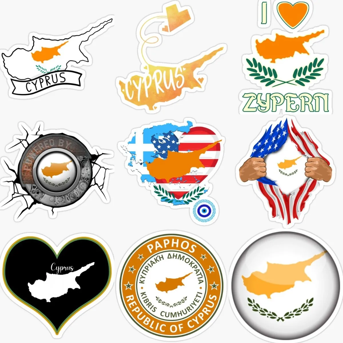 Car Accessories Cyprus - Stiker Aksesori Tahan Air PVC Peta